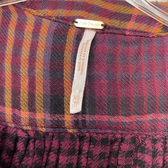 Free People Come On Over Bottom Down Plaid Top Size XS - Picture 6 of 9